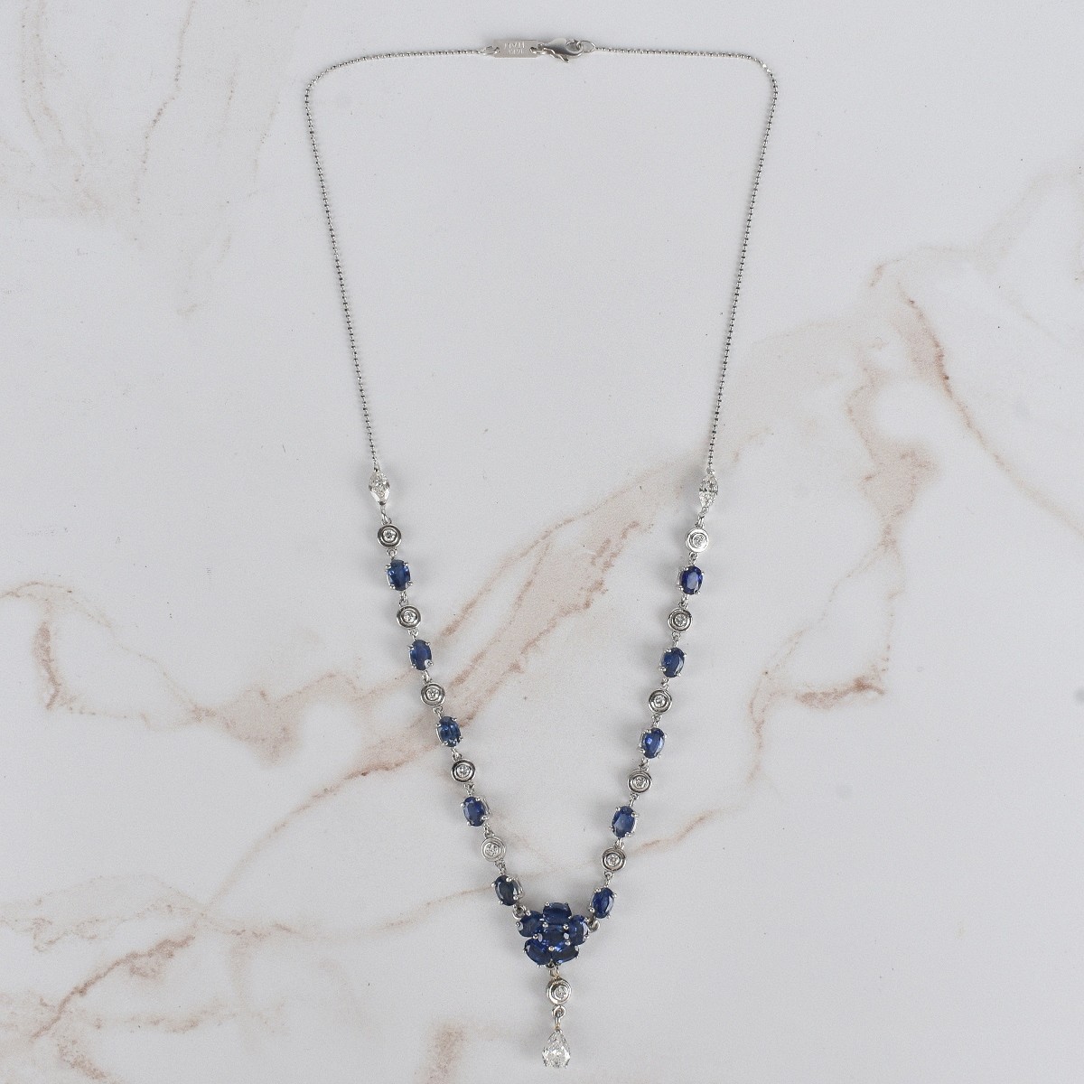 Ceylon Sapphire, Diamond and 14K Necklace