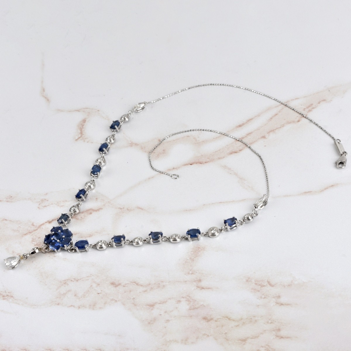 Ceylon Sapphire, Diamond and 14K Necklace