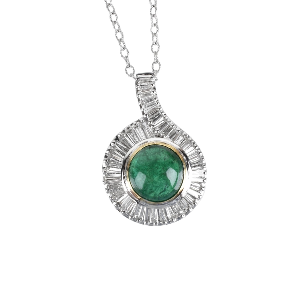 GIA Emerald, Diamond and 18K Pendant
