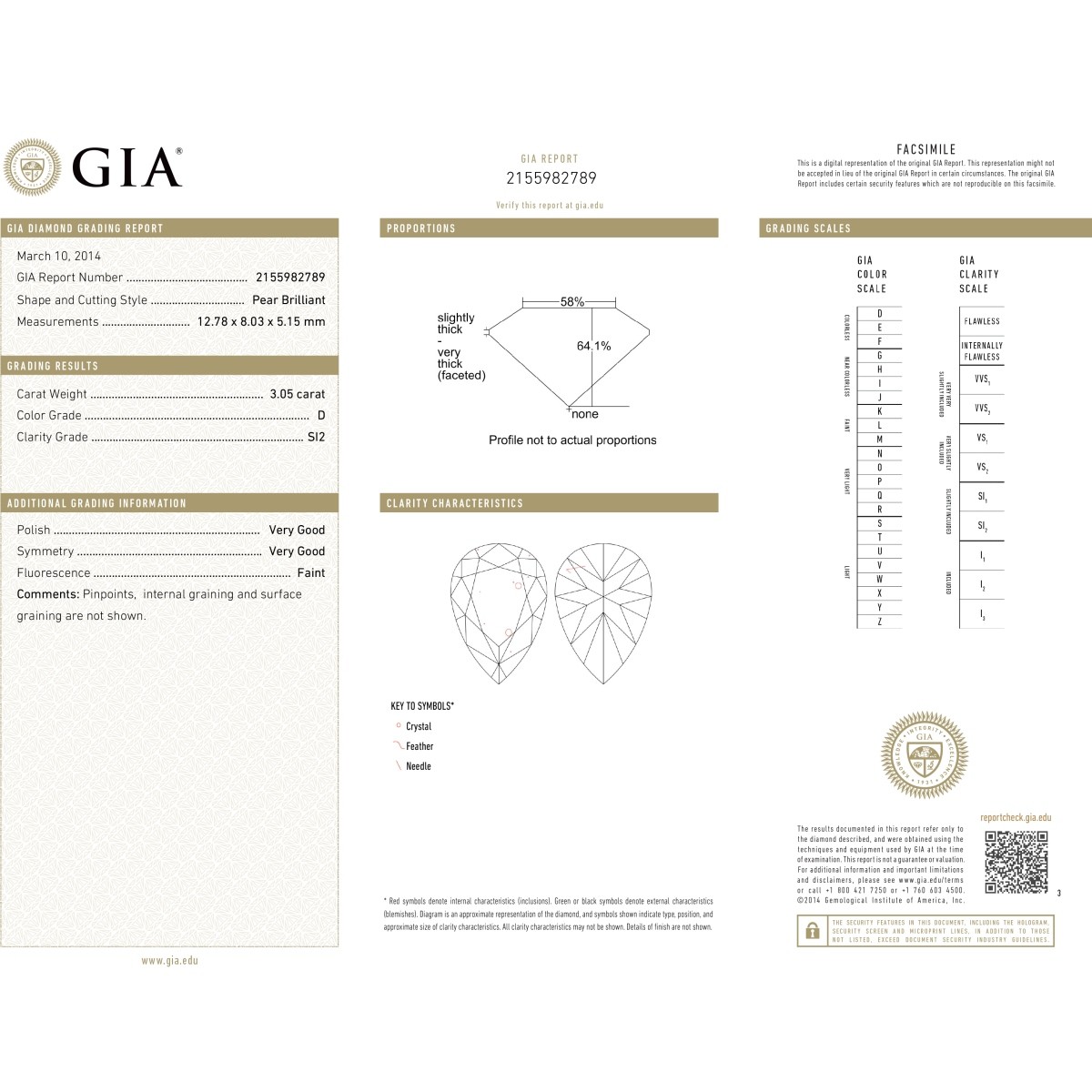 GIA 3.05ct Diamond and 18K Ring