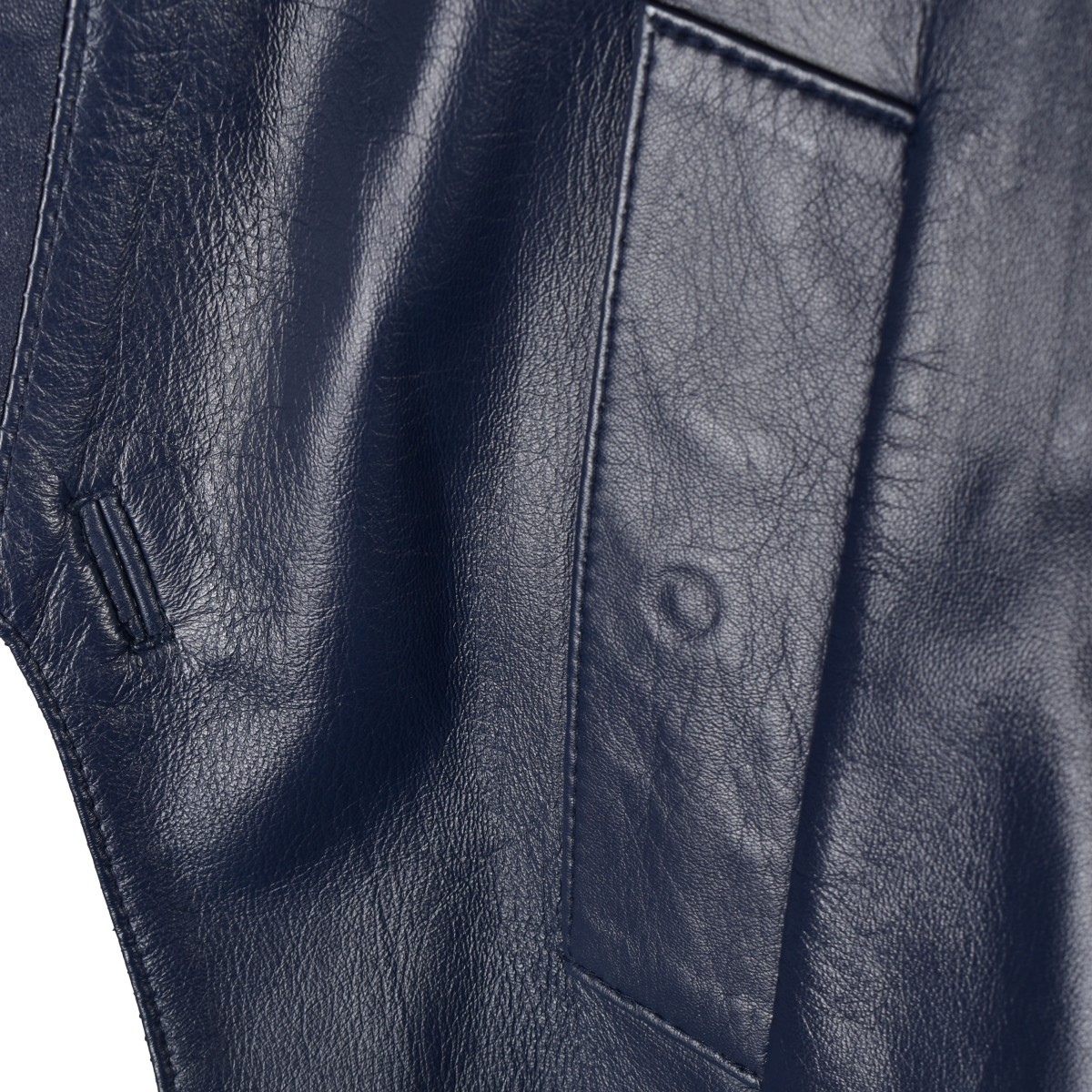 Italian Blue Leather Cape w/ Sable Collar