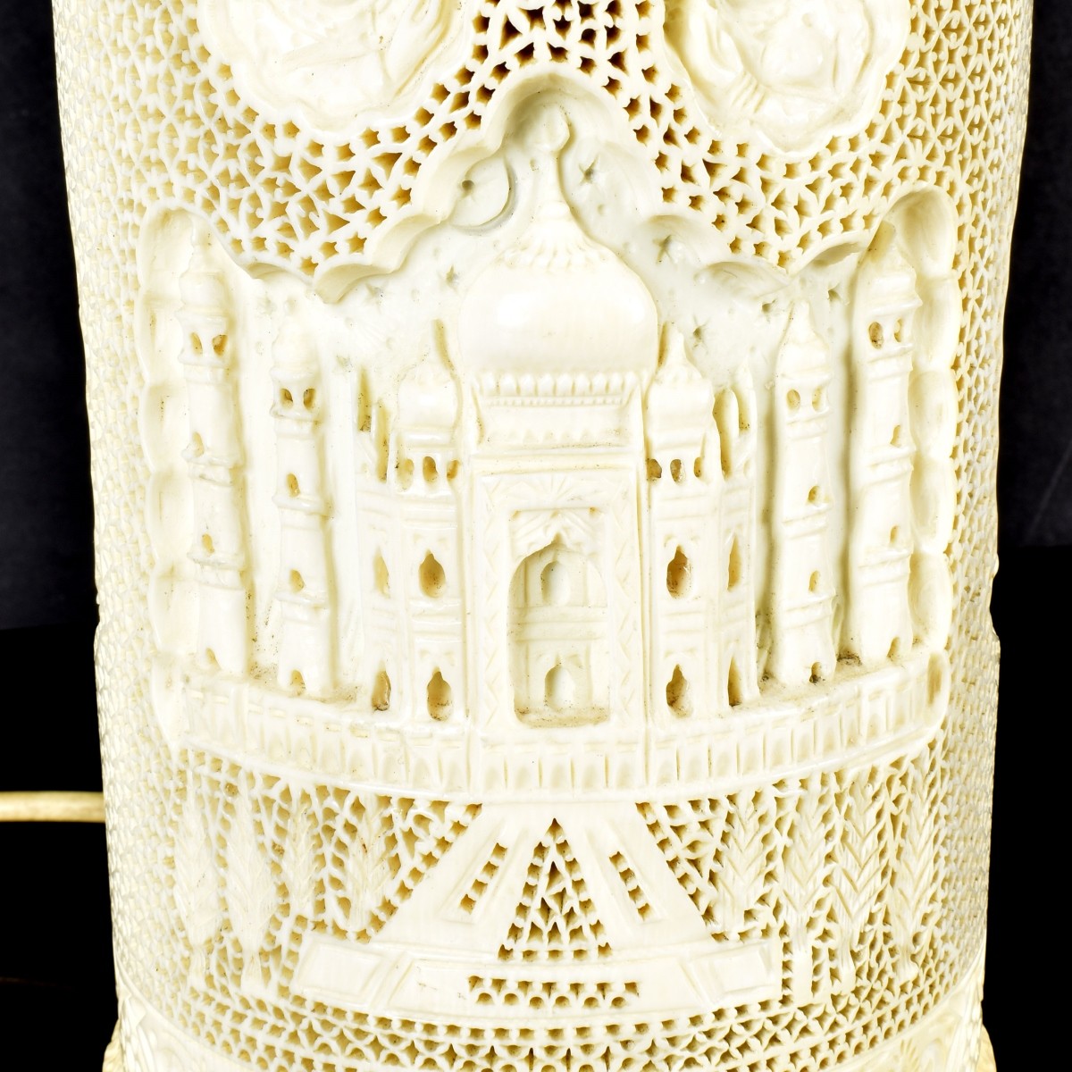 Indian Deep Relief Carved Lamp
