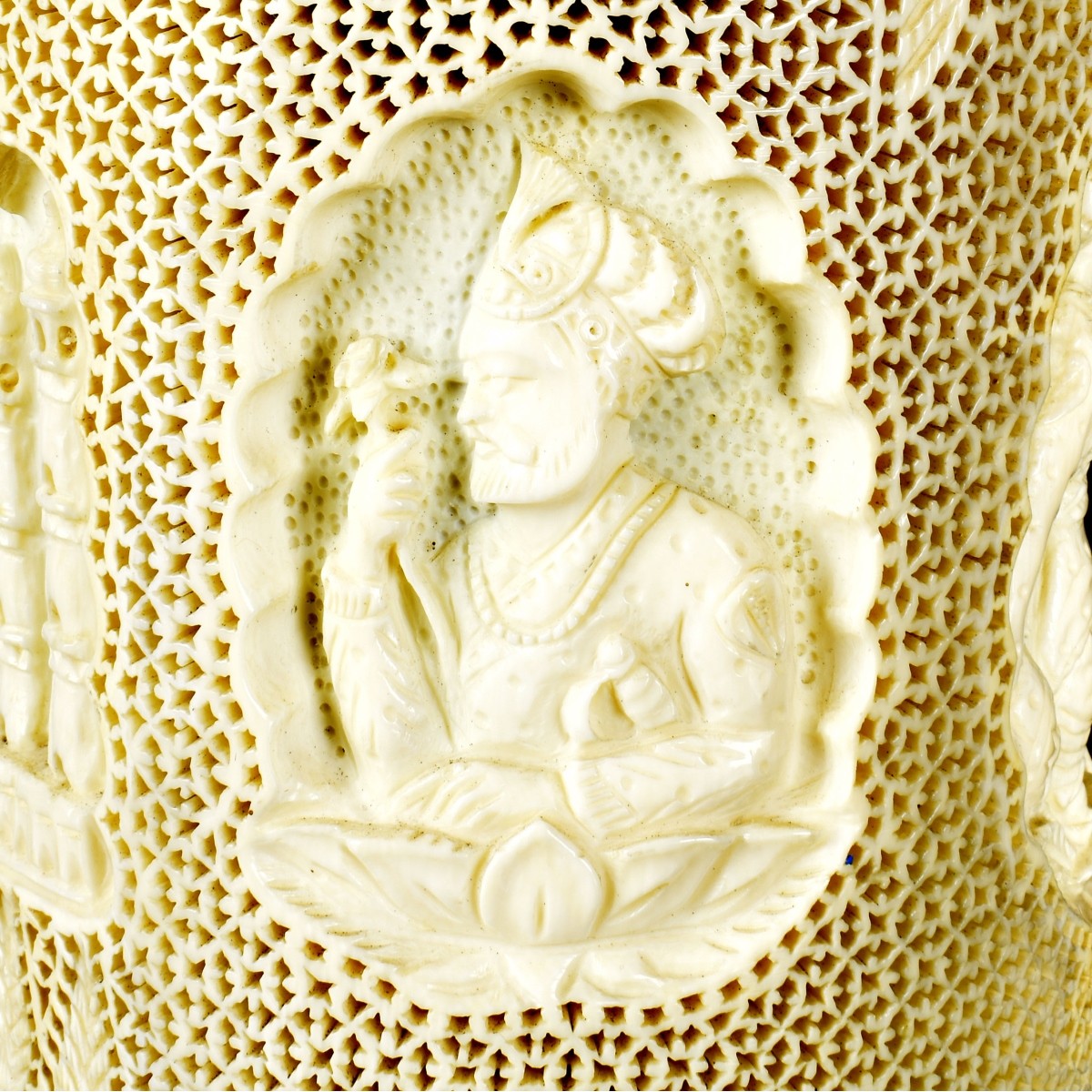 Indian Deep Relief Carved Lamp