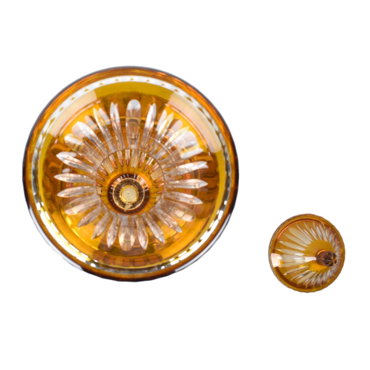 Pair of Bohemian Amber Covered Urns