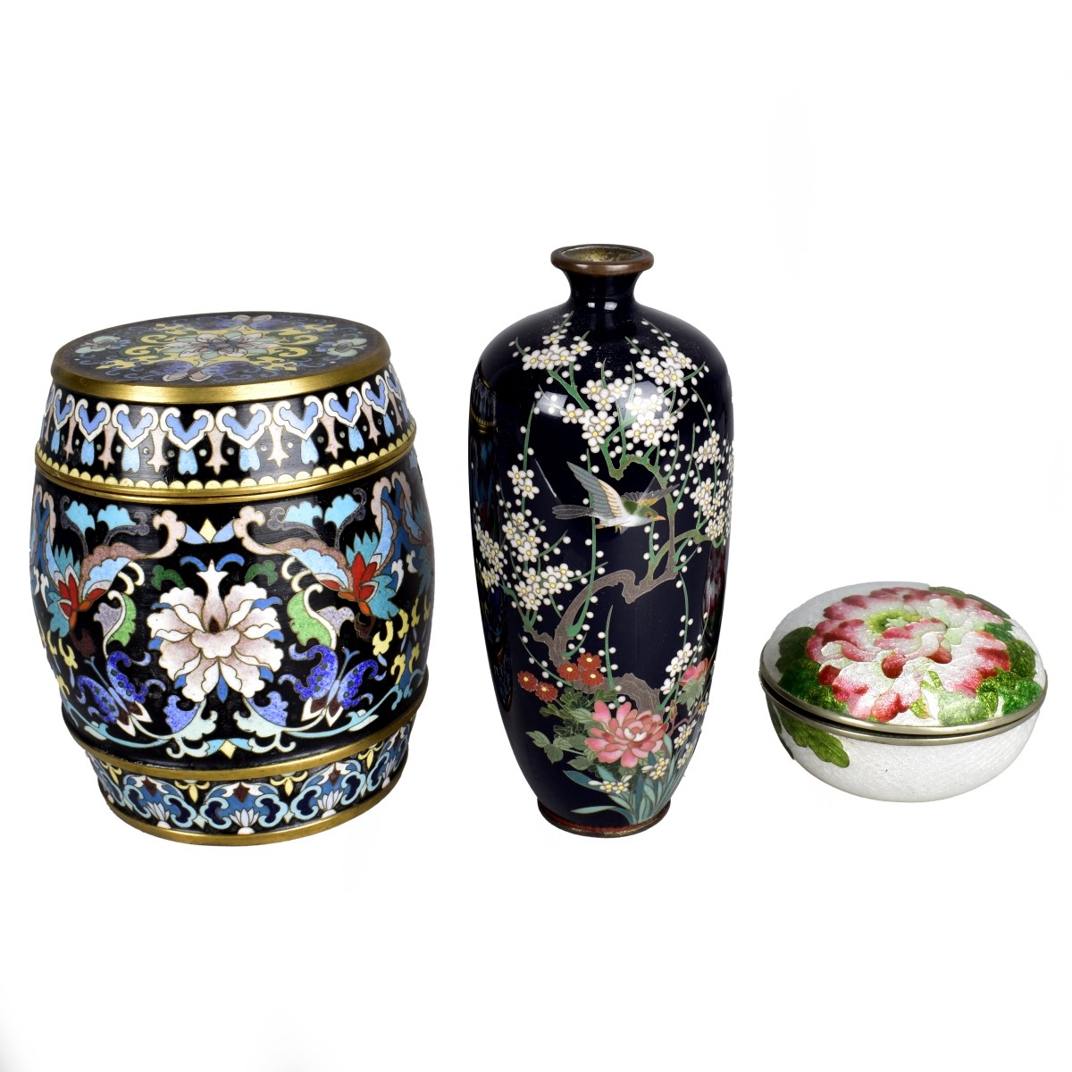 Three Oriental Cloisonne Enamel Tableware