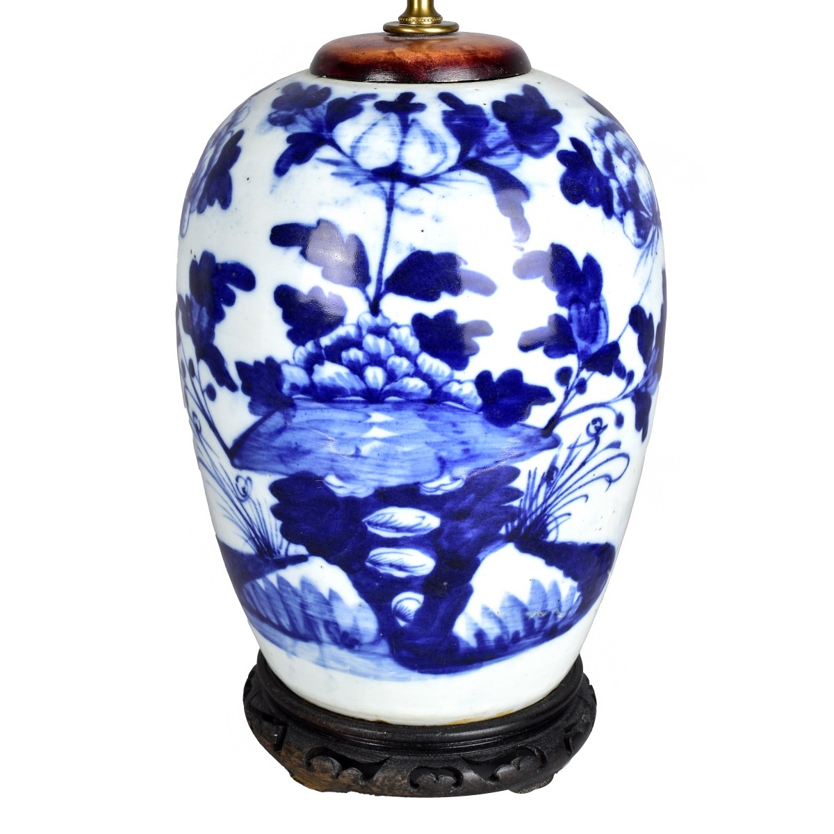 Large Chinese Blue and White Lamp
