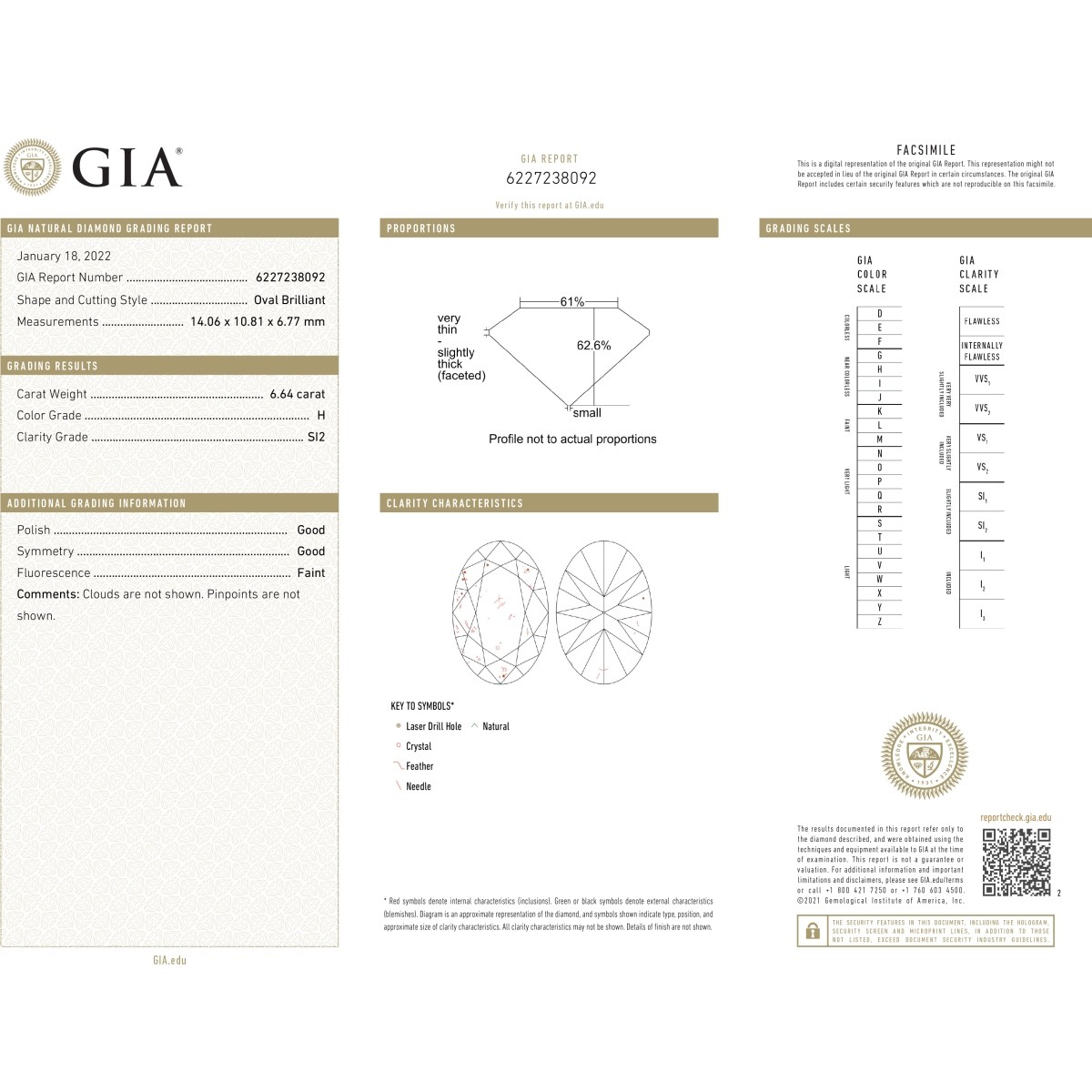 GIA 6.64ct Diamond and Platinum Ring