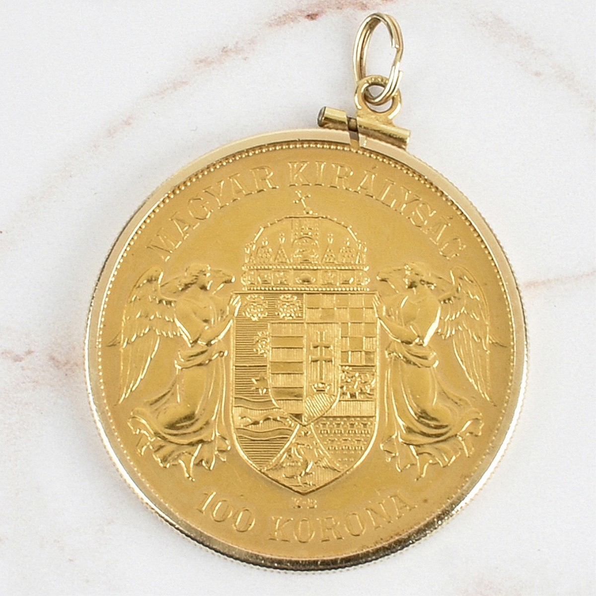 1908 Hungarian 100 Korona Gold Coin / Pendant