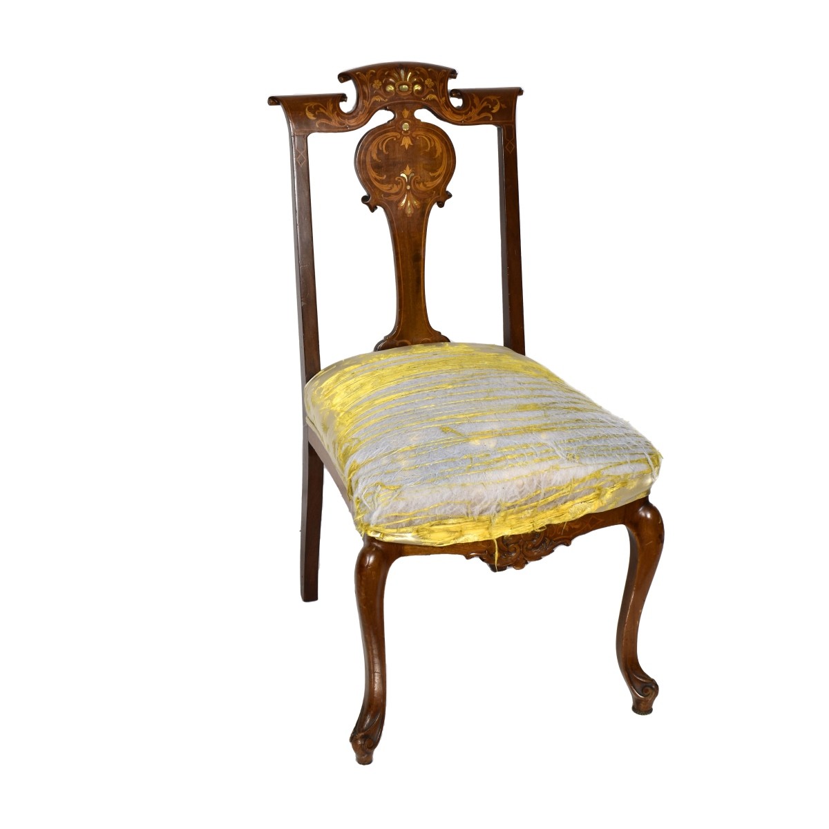 English Wood Scrolled Inlaid Side Chair