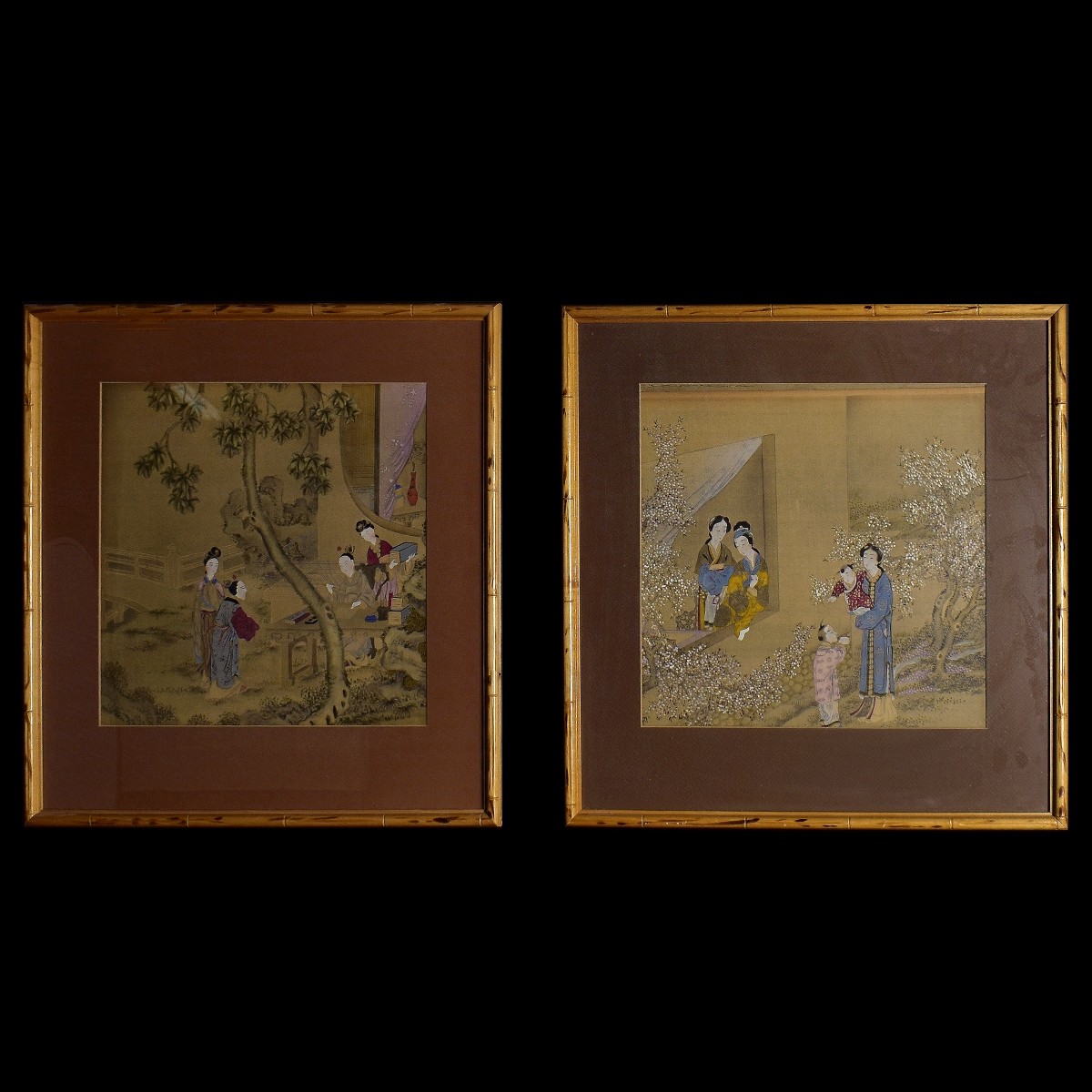 Pair of Framed Chinese Gouache Paintings