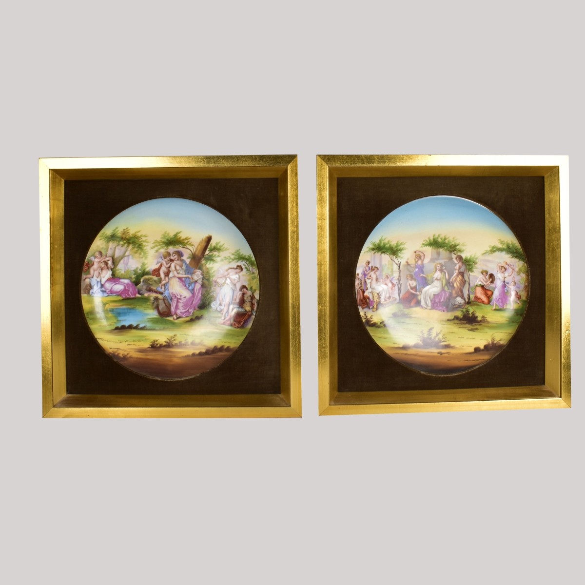 Pair of Framed Limoges Chargers