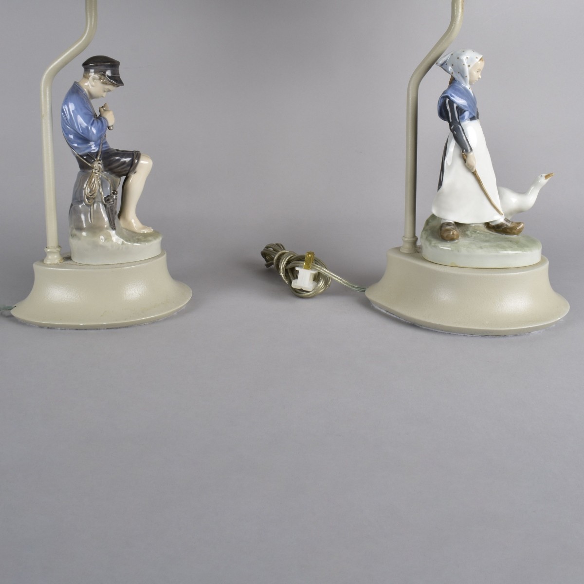 Pair of Royal Copenhagen Figurines as Lamps