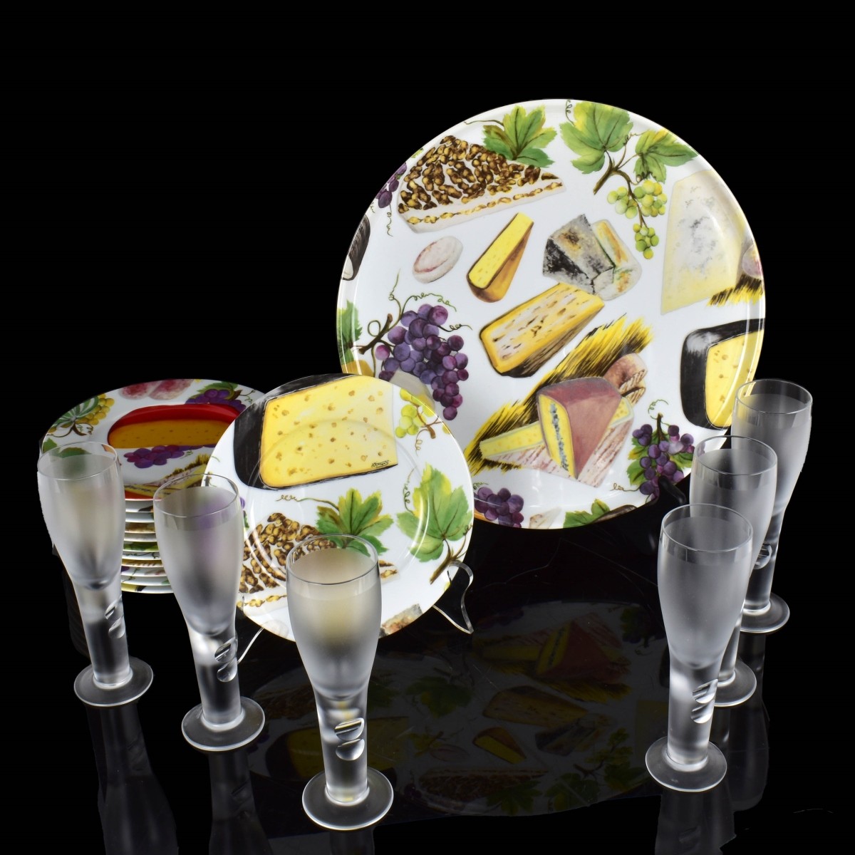 Riedel Crystal Wine & Rochard Porcelain Cheese Set