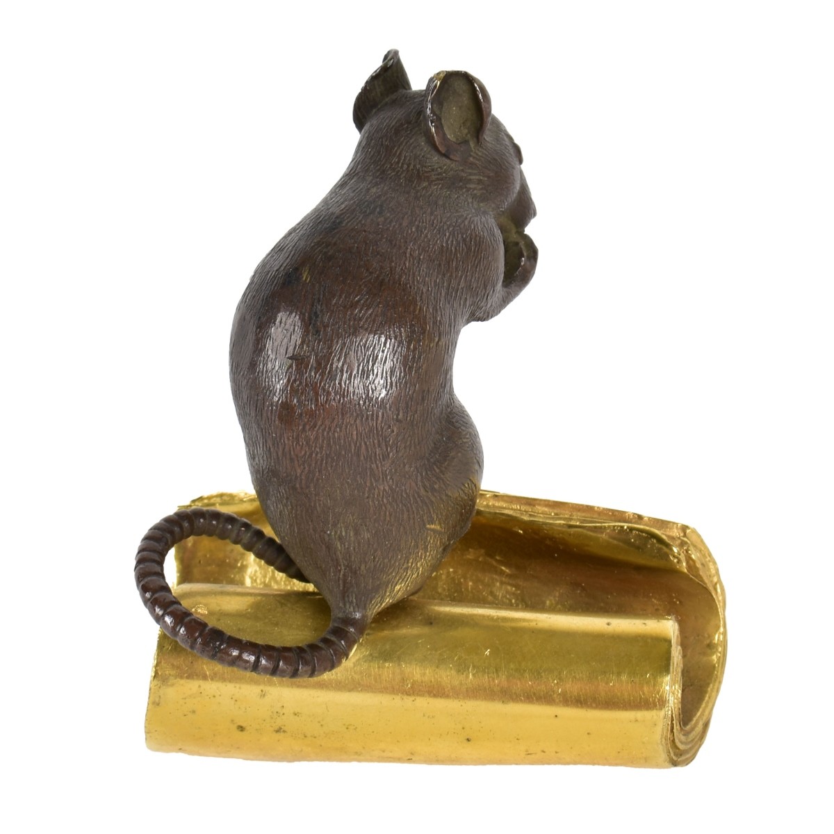 Meiji Bronze Mouse Sitting on a Book