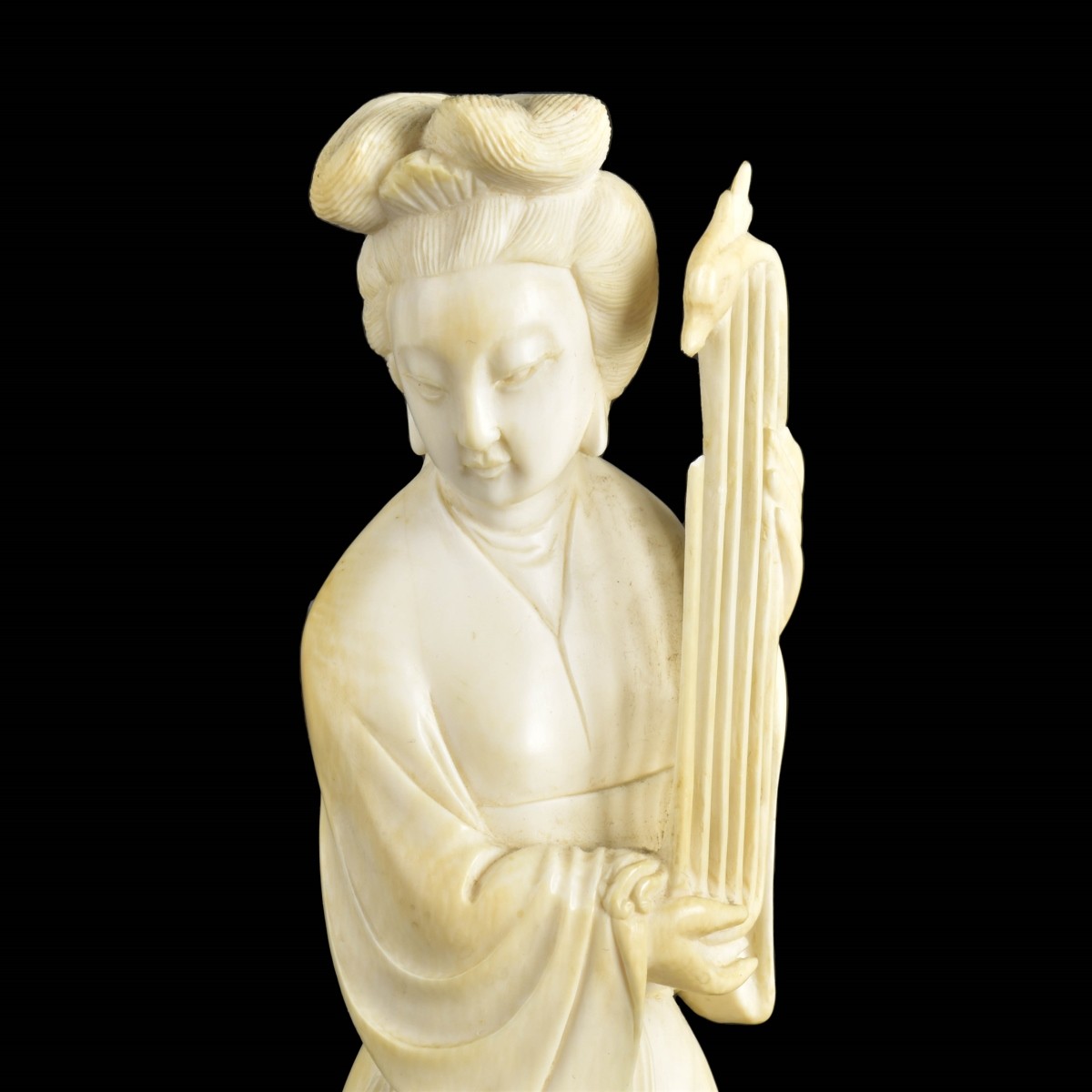 Antique Chinese Carved Lyre Player