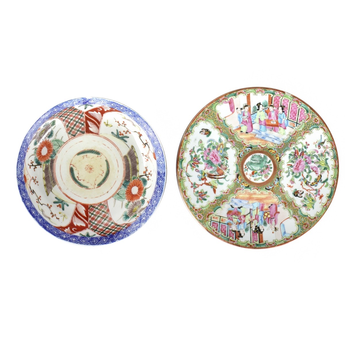 Two Antique Asian Porcelain Plate and Bowl