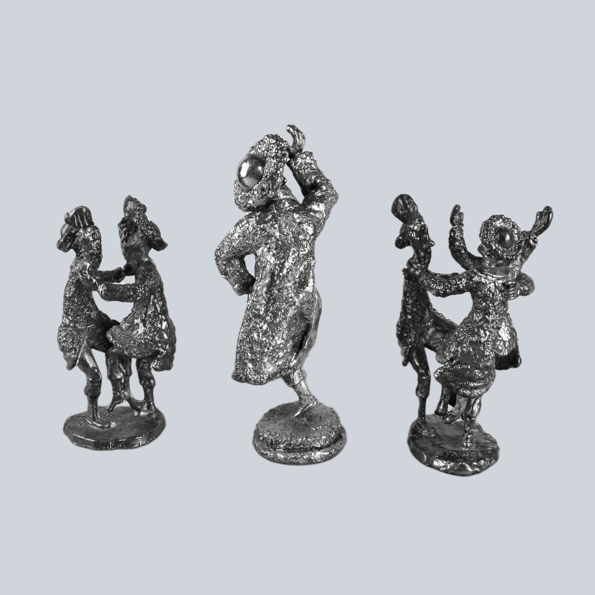 Three Vintage Israeli SilverClad Dancing Figurines