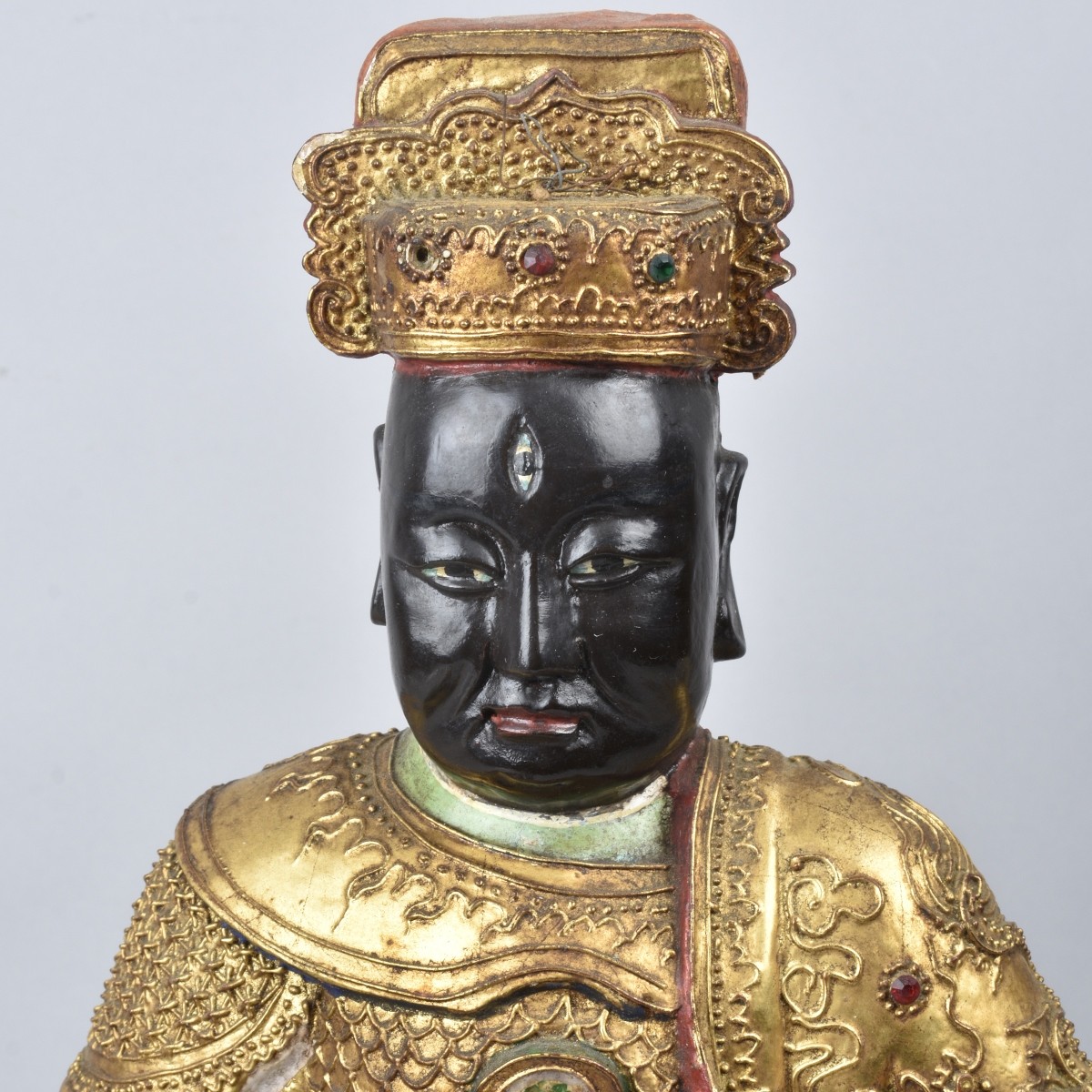 Chinese Seated Emperor Carved Temple Figure