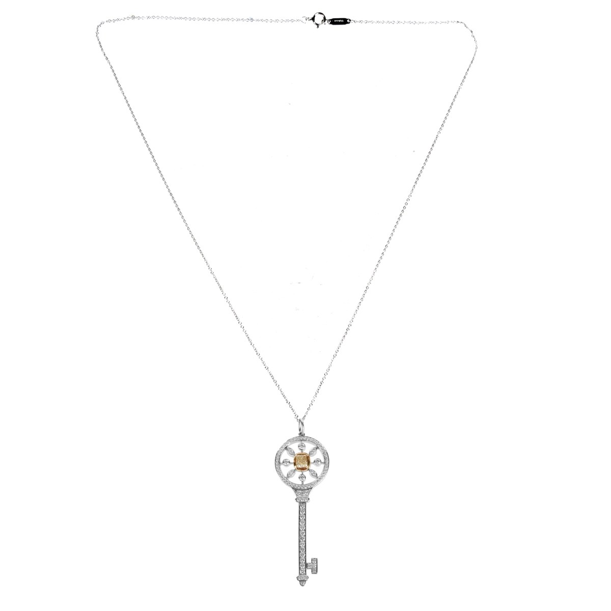 Tiffany & Co Diamond Key Pendant Necklace