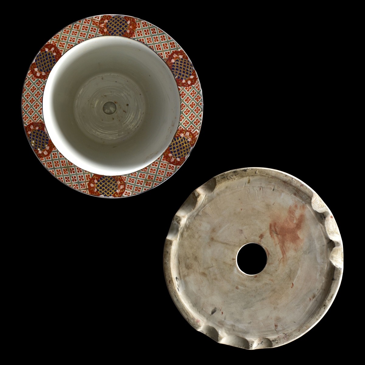 Large Japanese Imari Porcelain Planter w/Platter