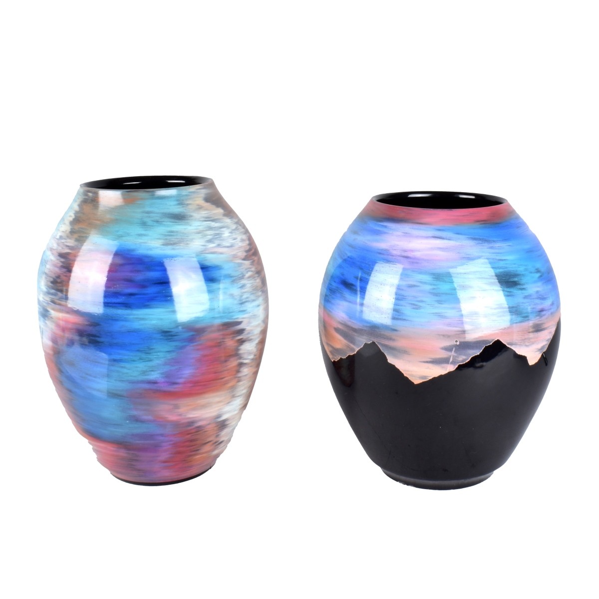 Two Ralph Rankin Colorful Ceramic Vases