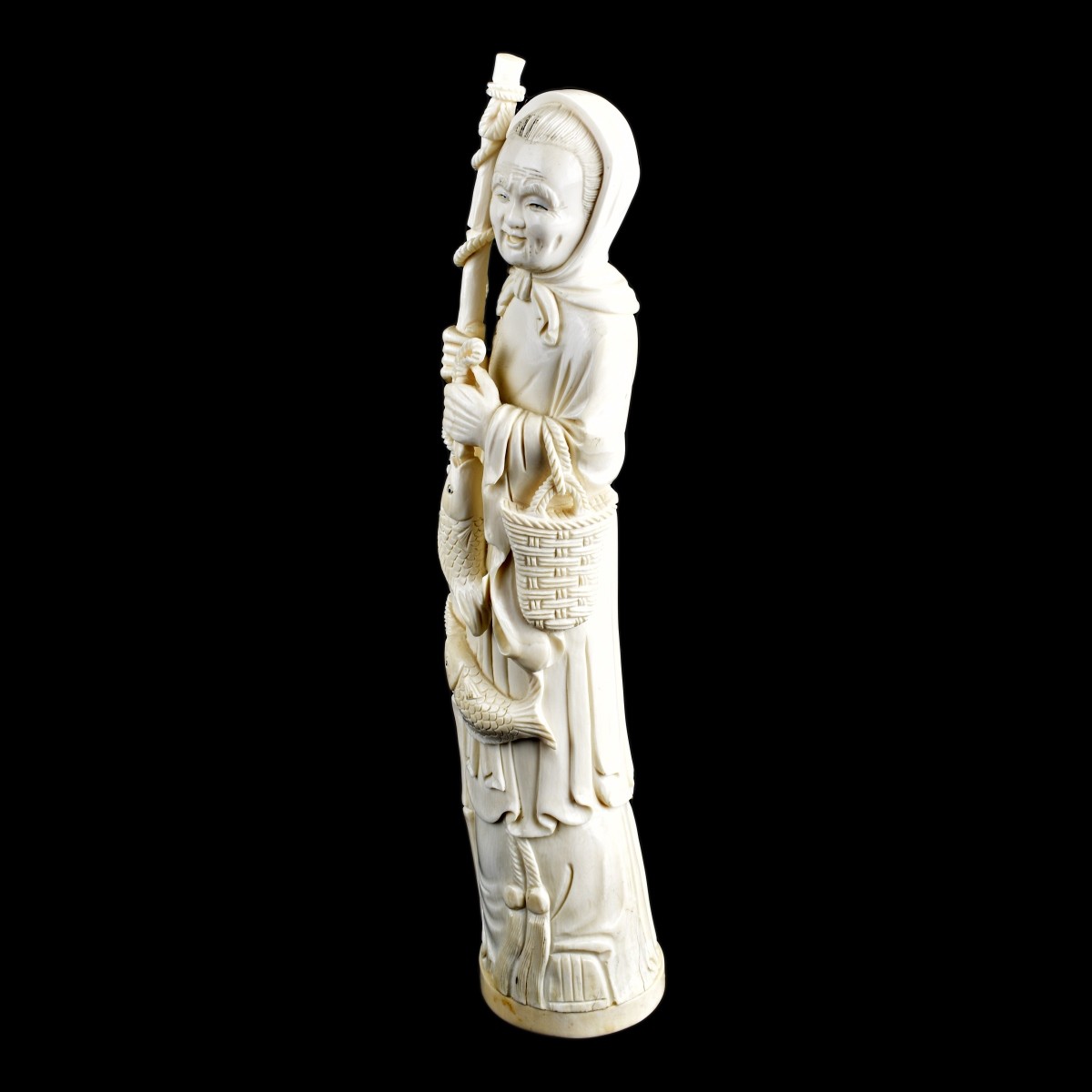 Antique Chinese Carved Fisherman Figurine