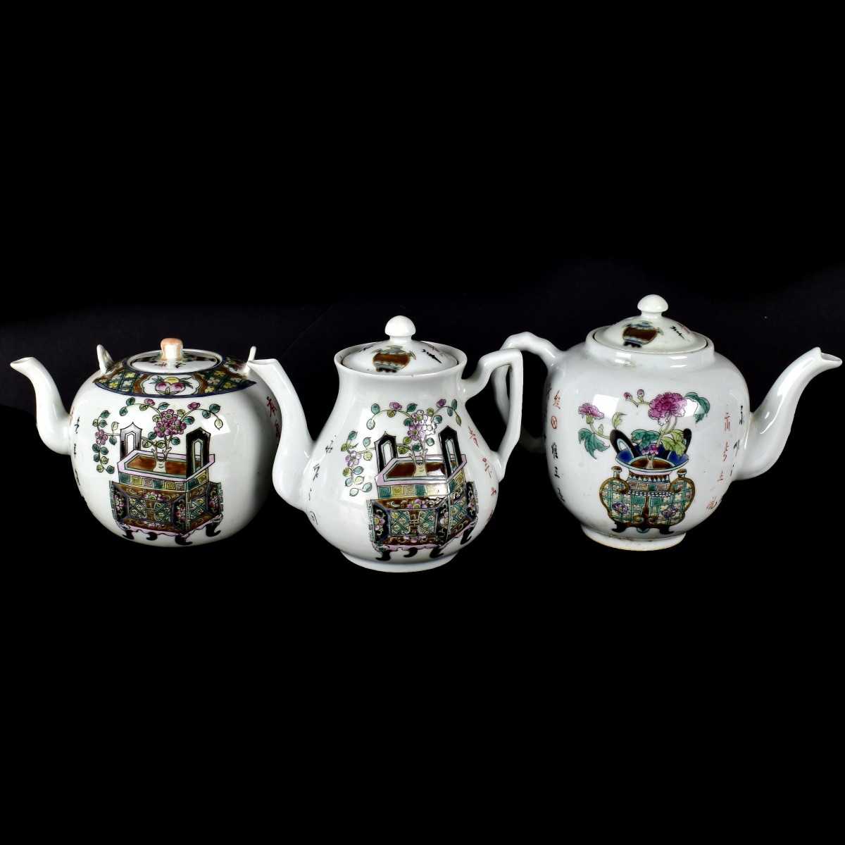 Three Chinese Porcelain Teapots