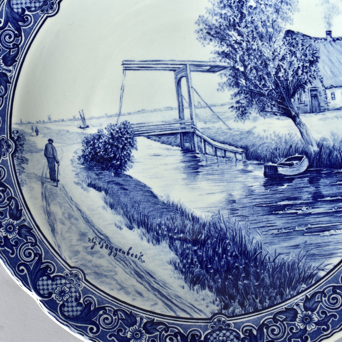 Two Large Delft Blue and White Chargers