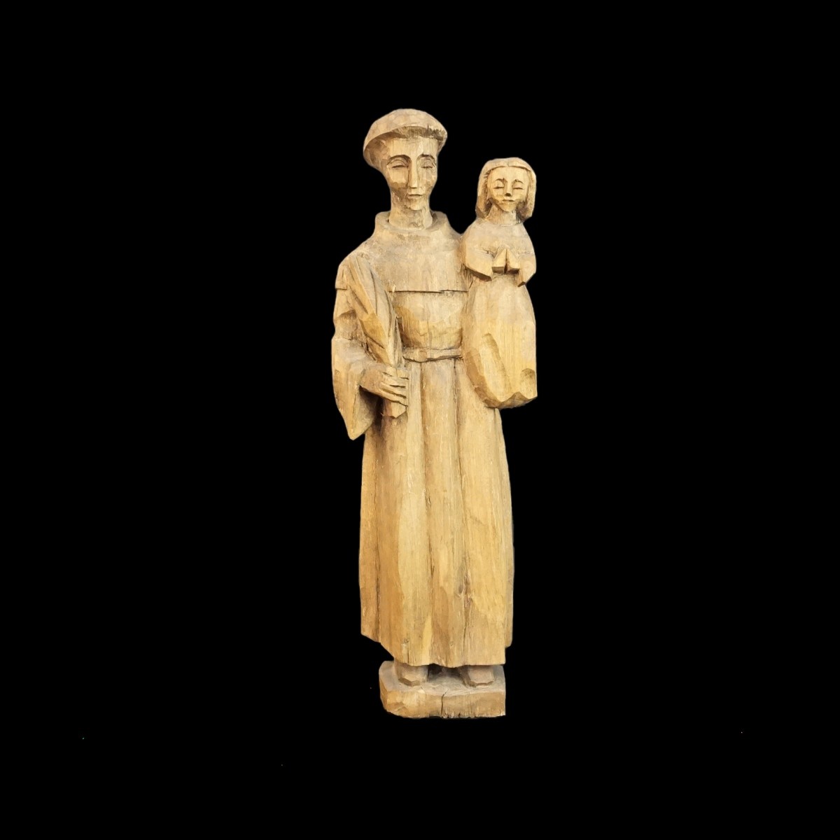 Hand Carved Santos Figurine with Child