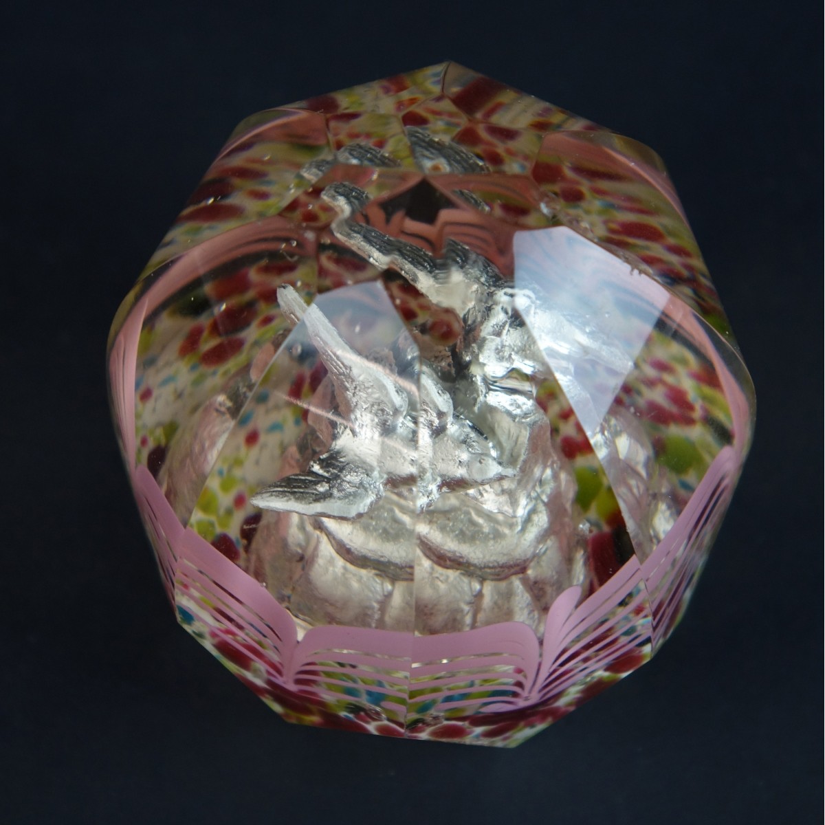 Bohemian Czech Art Glass Dove Paperweight