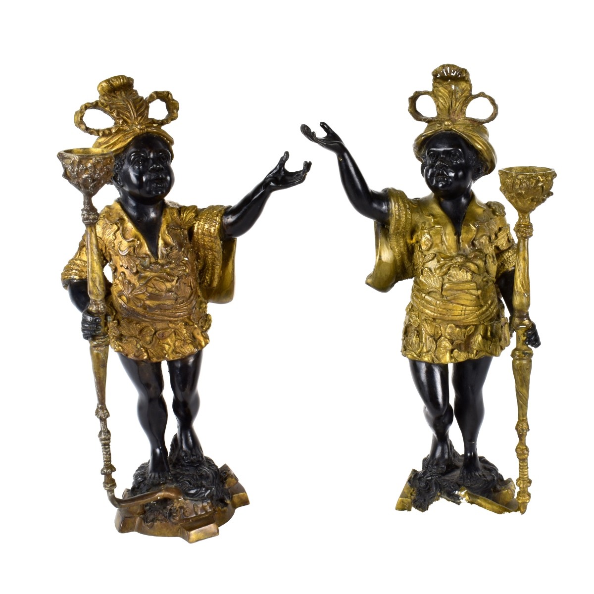 Pair Patinated Bronze Blackamoor Figures