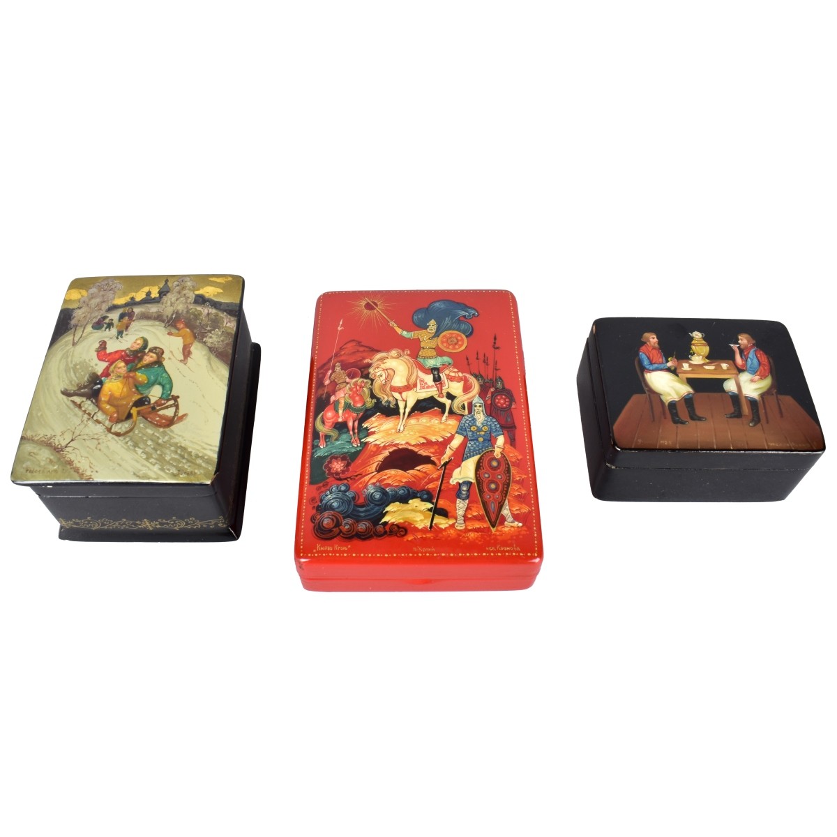 Three Vintage Russian Miniature Boxes