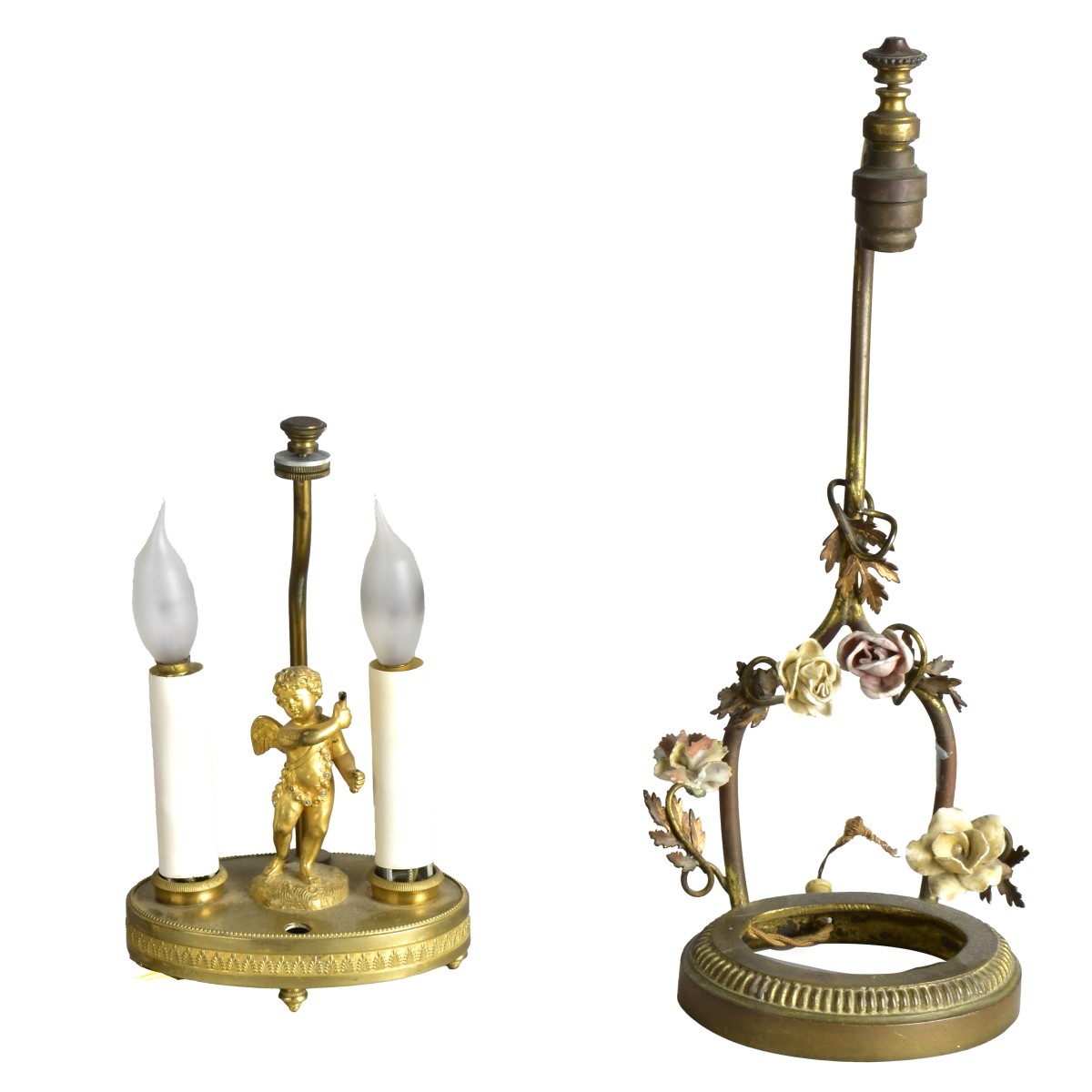 Two Bronze Vanity Lamps