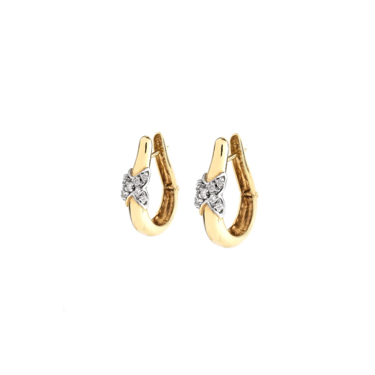 Vintage 14 Karat Yellow Gold and Diamond Earrings