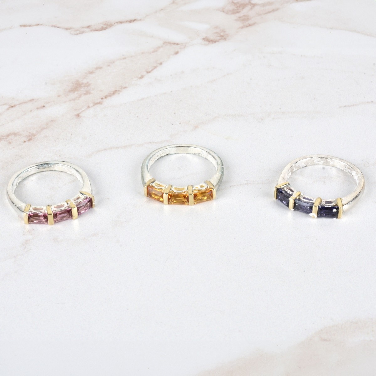 Gemstone, 18K and Silver Rings