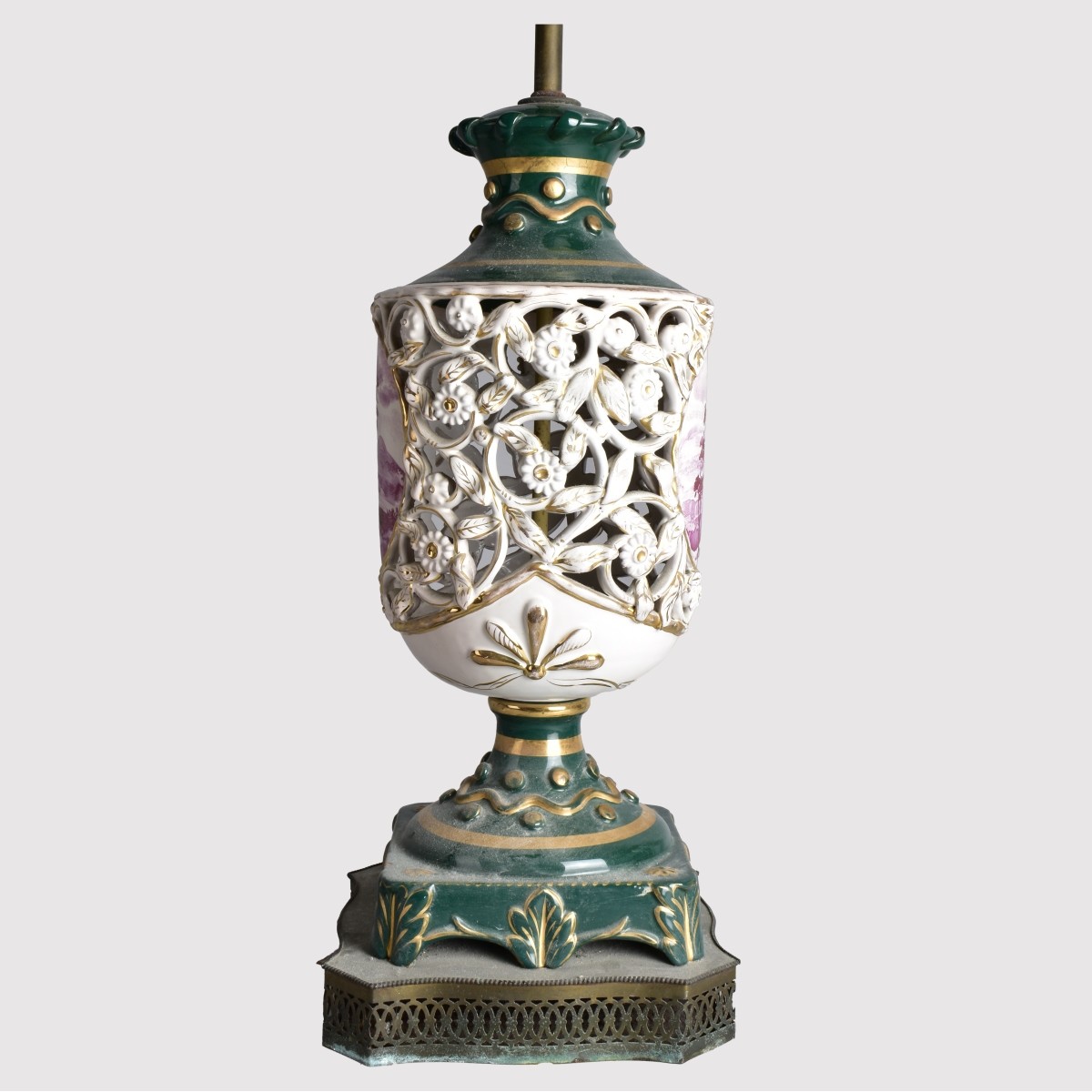Italian Pierced Pottery Lamp