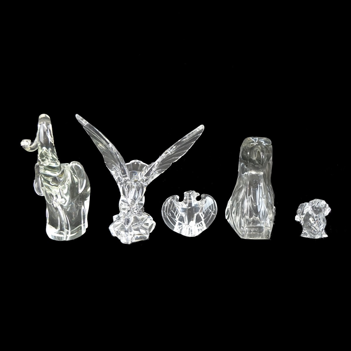 Five Vintage Animal Crystal Figurines