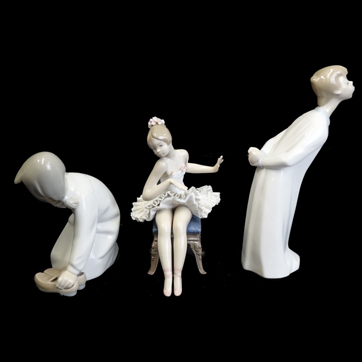 Three Lladro Glazed Porcelain Figurines
