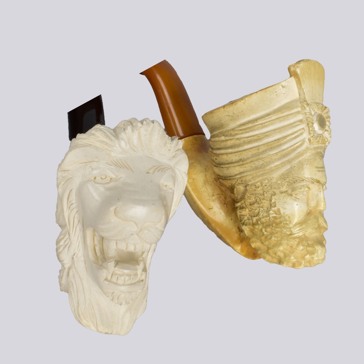 Two Carved Meerschaum Pipes