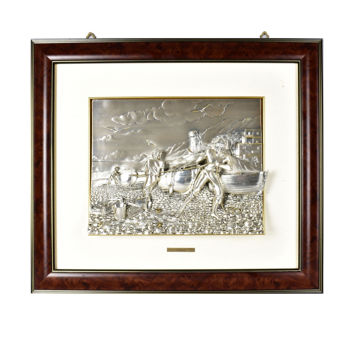 Valenti & Co Sterling Silver-Clad Plaque Fishing