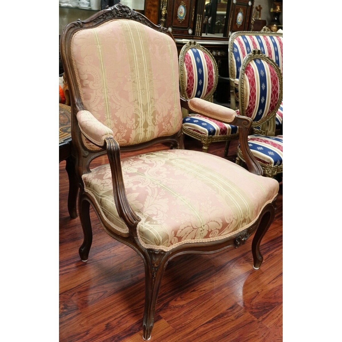 Louis XV Style Carved Fauteuil Armchair