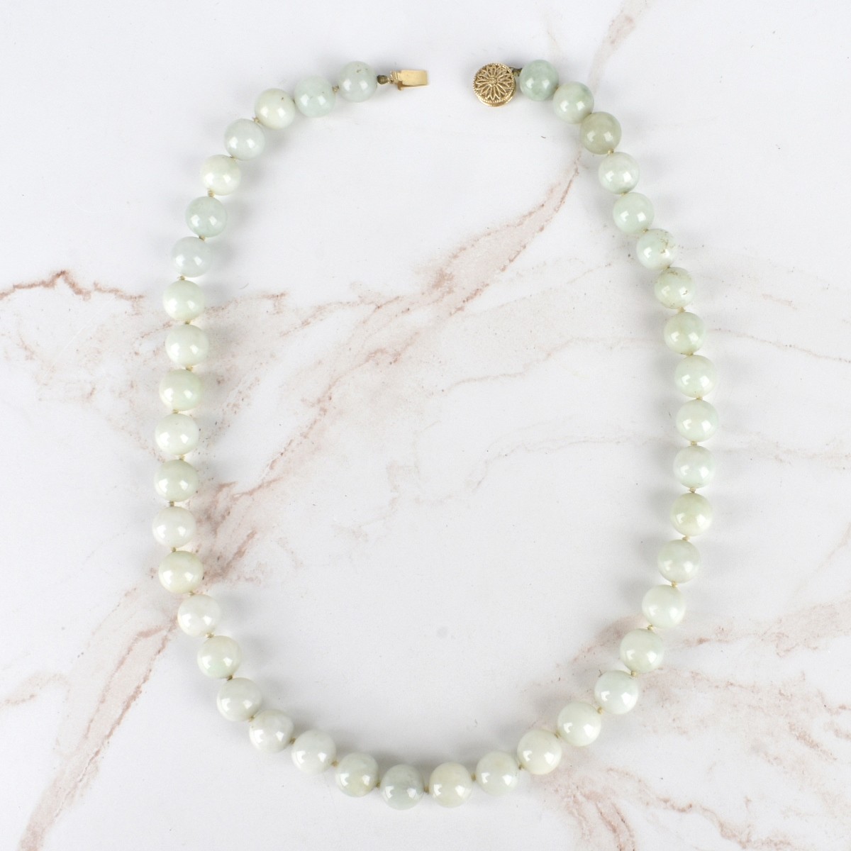 Jade Bead and 14K Necklace