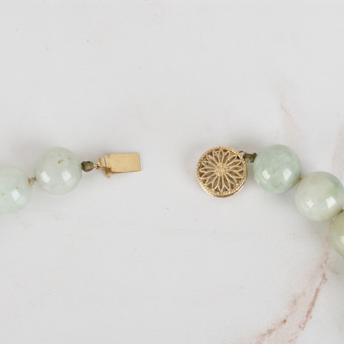 Jade Bead and 14K Necklace