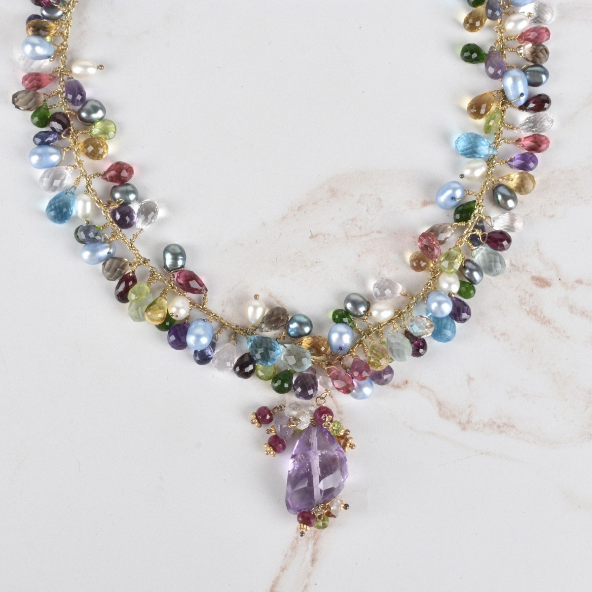 Gemstone and Vermeil Necklace