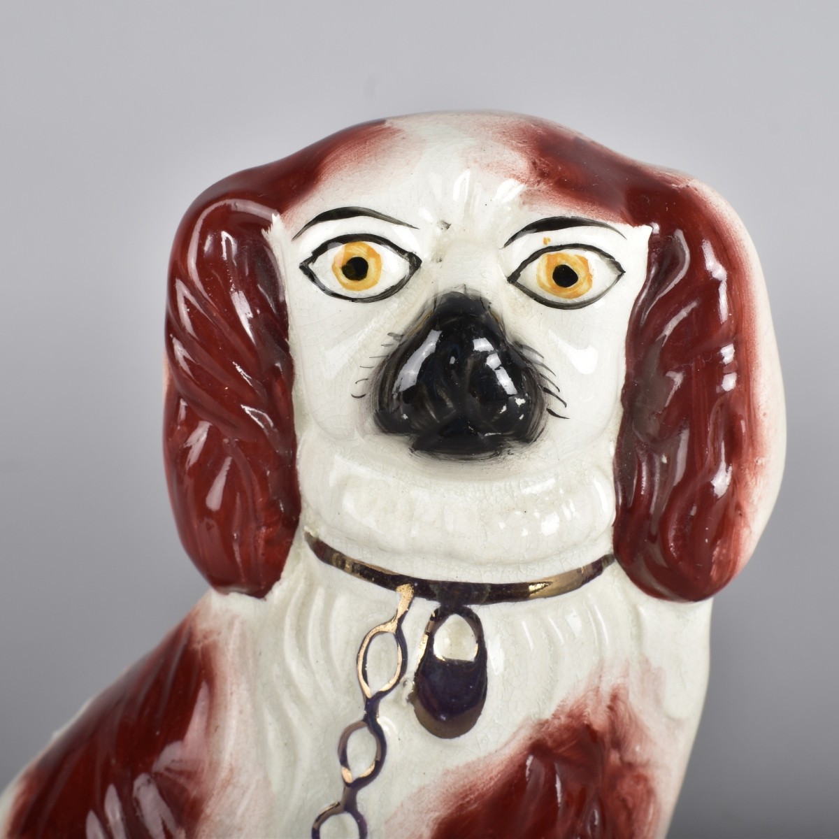 Pair Antique Staffordshire Porcelain Dogs