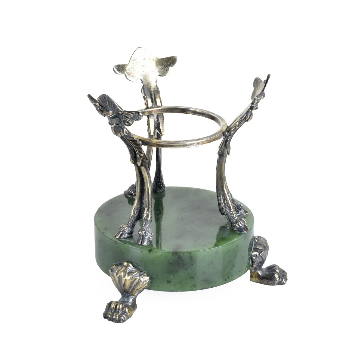 Russian Enamel Silver Egg and Stand