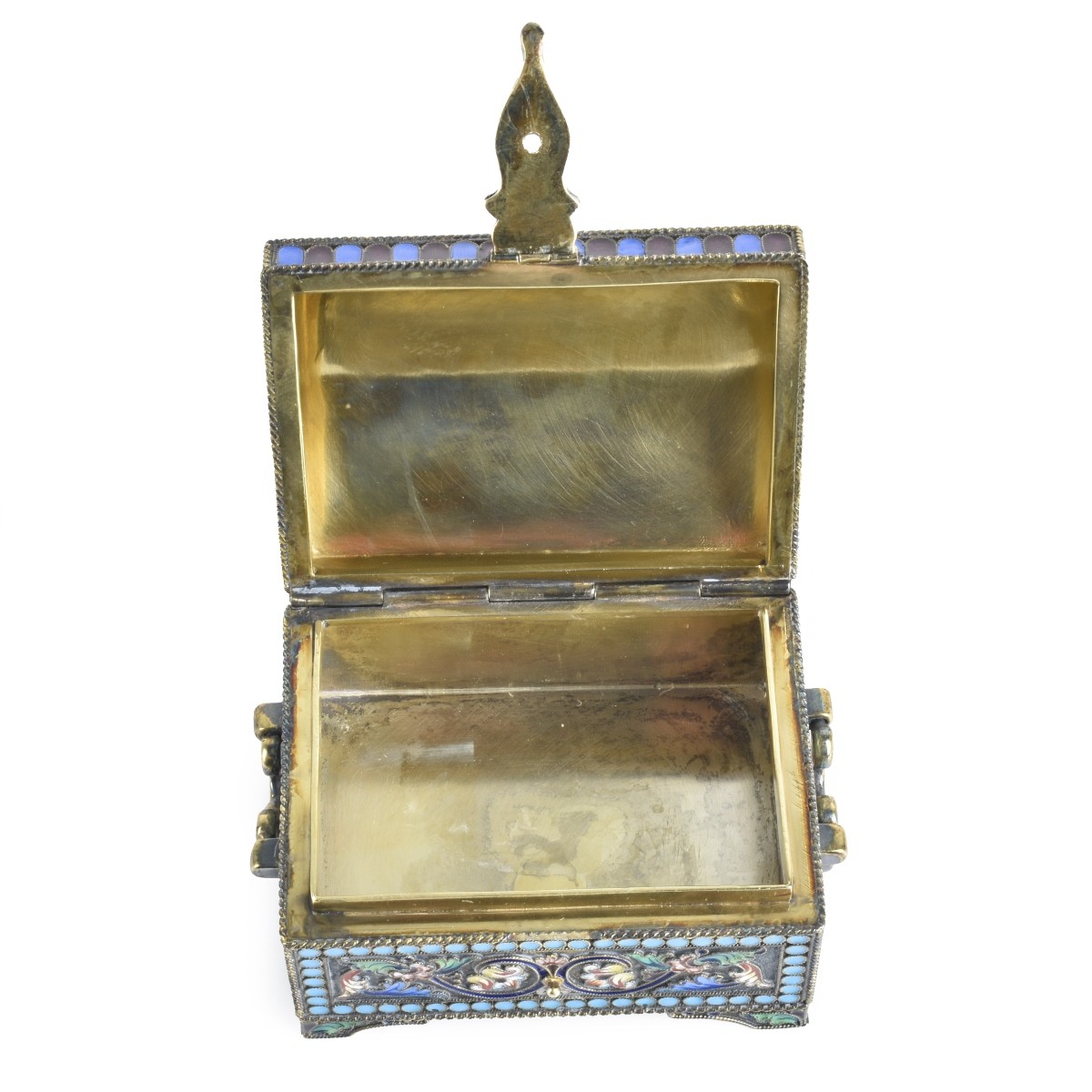 Russian Enamel Silver Gilt Box