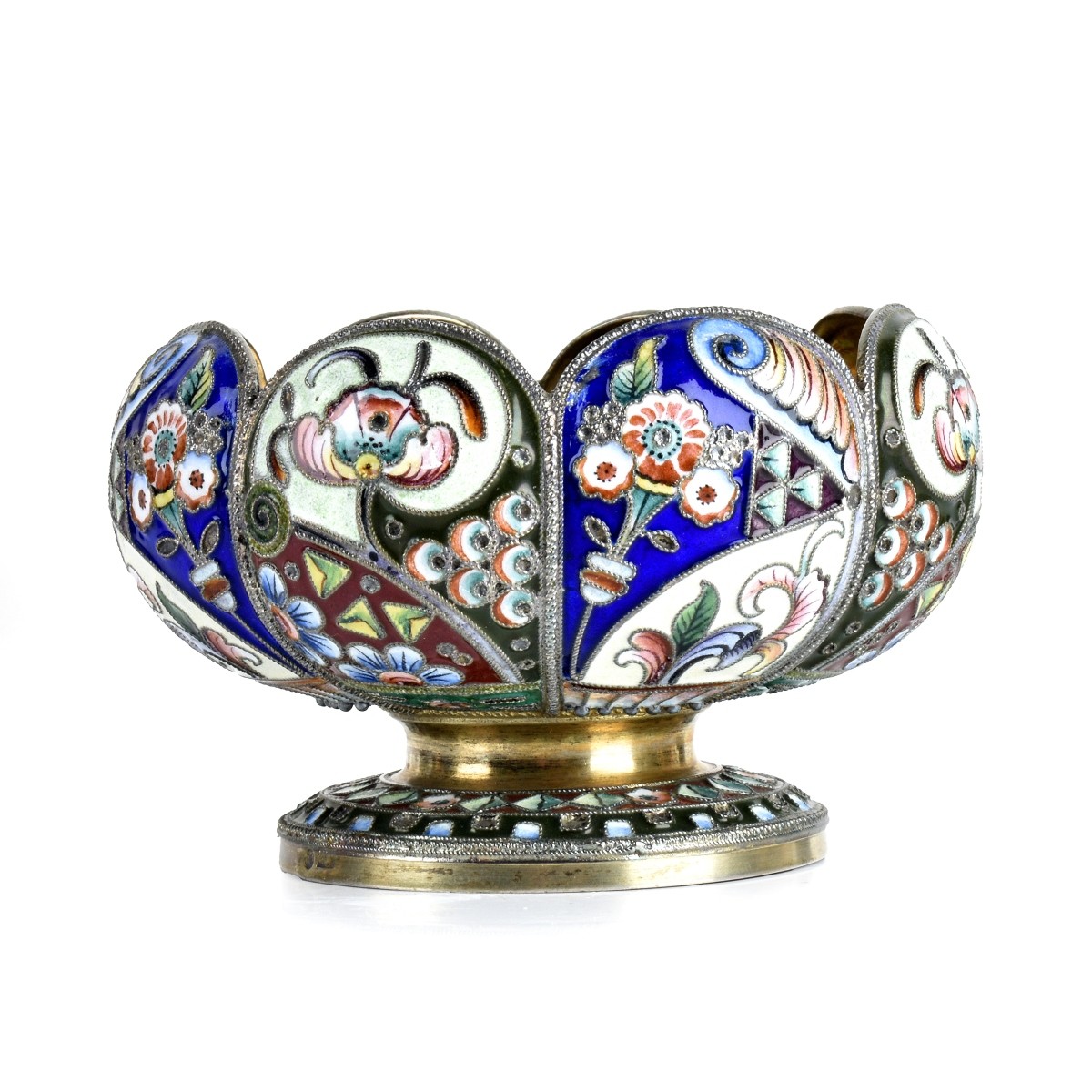 Russian Enamel Silver Gilt Bowl