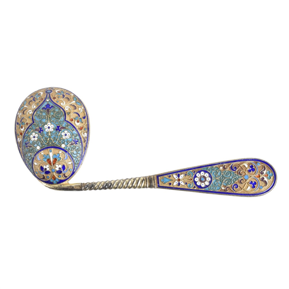 Russian Enamel Silver Gilt Spoon