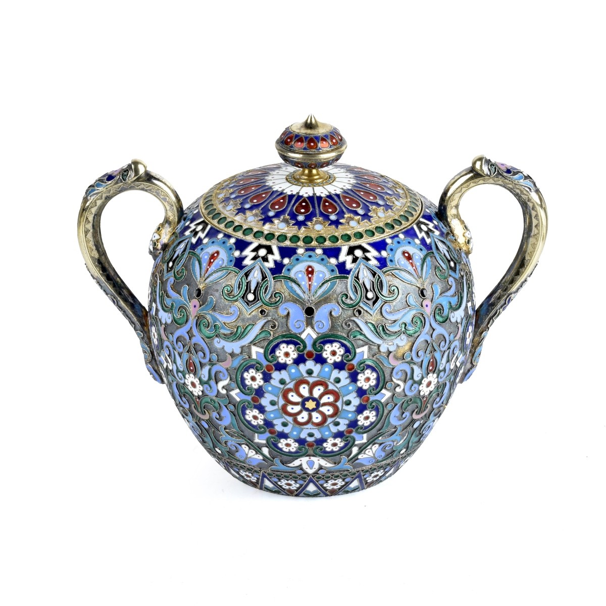 Russian Enamel Silver Gilt Tea Set